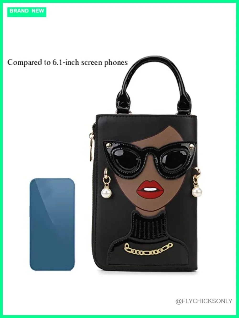 Novelty Lady Face Satchel PU Leather Top Handle Handbag Shoulder Bag Clutch